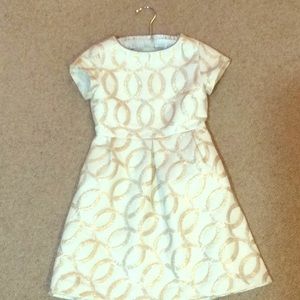 Cream, Silver, and Gold Holiday Dress from JCrew.